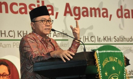 Ketua MPR Zulkifli Hasan menghadiri refleksi muslimat NU, Senin (27/3).