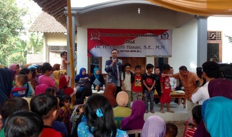 Ketua MPR Zulkifli Hasan Zulkifli Hasan ketika melakukan sosilasi '4 Pilar Kebangsaan' di beberapa tenpat di wilayah Lampung, Kamis (27/8).