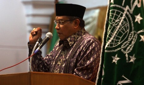 Ketua PB NU Said Aqil Siradj saat berpidato dalam Harlah ke-90 Nahdlatul Ulama (NU) di Jakarta, Senin (27/5) malam