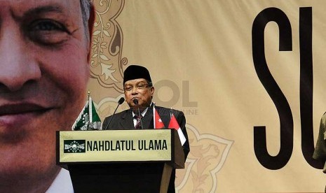 Ketua PBNU Said Aqil Siraj berbicara saat membuka Nadhlatul Ulama Sufi Gathering di Jakarta, Rabu (26/2).