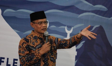 Ketua PP Muhammadiyah Haedar Nashir saat menghadiri Milad ke-37 UMY.