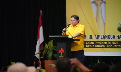 Ketua Umum DPP Partai Golkar Airlangga Hartarto. Ormas sayap Golkar, Soksi tetap meminta Airlangga Hartarto mundur dari jabatan ketum.