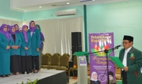 Ketua Umum DPP PKB Abdul Muhaimin Iskandar dalam pelantikan dan rapat kerja Perempuan Bangsa di Graha Gus Dur, DPP PKB, Jalan Raden Saleh Nomor 9 Jakarta Pusat, Sabtu (24/1). 