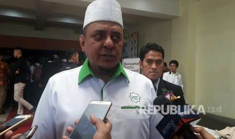 Ketua Umum GNPF Ulama Yusuf Martak hadir di Konsolidasi Nasional PKS, di Hotel Bumi Wiyata, Depok, Jawa Barat, Ahad (14/10). 