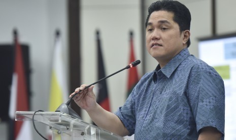 Ketua Umum Indonesia Asian Games Organizing Committee (Inasgoc) Erick Thohir memberikan arahan terkait persiapan Asian Games 2018 di Jakarta, Senin (3/7). 