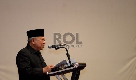 Ketua Umum MUI KH Ma'ruf Amin memberikan sambutan saat pembukaan Rakernas MUI .