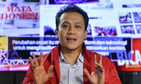 Ketua Umum Partai Keadilan dan Persatuan Indonesia (PKPI) Diaz Faisal Malik Hendropriyono menjawab pertanyaan wartawan.