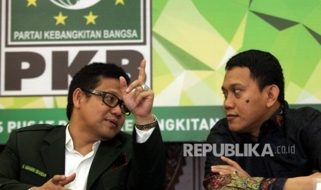 Ketua Umum Partai Kebangkitan Bangsa, Muhaimin Iskandar bersama Sekretaris Jenderal DPP Partai Kebangkitan Bangsa Abdul Kadir Karding 