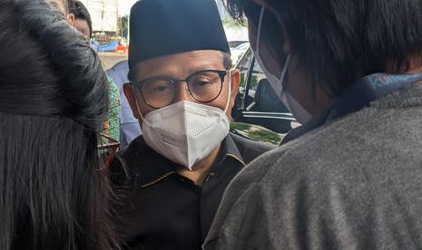 Ketua Umum Partai Kebangkitan Bangsa (PKB), Abdul Muhaimin Iskandar menanggapi isu reshuffle Kabinet Indonesia Maju di Gedung Nusantara III, Kompleks Parlemen, Jakarta, Kamis (24/3).