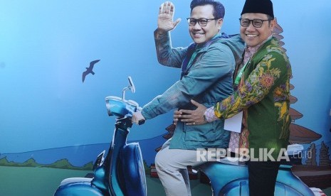 Ketua Umum Partai Kebangkitan Bangsa (PKB) Muhaimin Iskandar berfoto menjelang pembukaan Muktamar V PKB di Nusa Dua, Badung, Bali, Selasa (20/8/2019). 