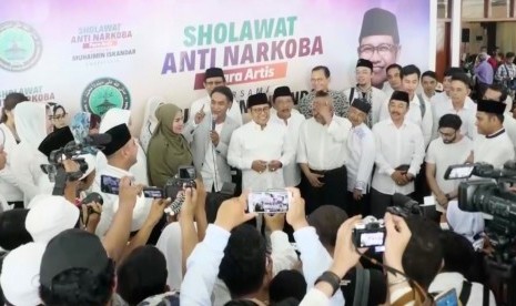 Ketua Umum Partai Kebangkitan Bangsa (PKB) Muhaimin Iskandar saat menghadiri acara Sholawat Anti Narkoba