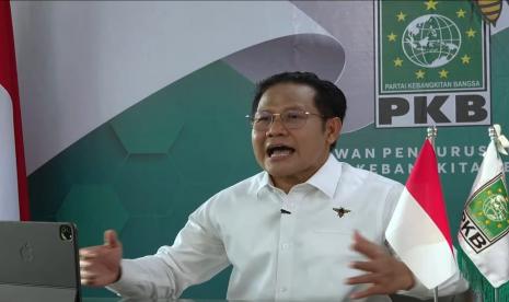 Ketua Umum Partai Kebangkitan Bangsa (PKB) yang juga Wakil Ketua DPR Abdul Muhaimin Iskandar menyampaikan pidato bertajuk Peta Jalan Indonesia Maju, Senin (3/1).