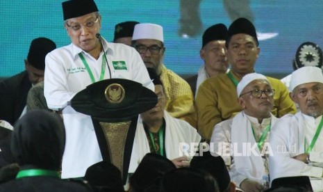 Munas NU. Ketua Umum Pengurus Besar Nahdlatul Ulama (PBNU) KH Said Aqil Siradj memberikan sambutan pada acara Musyawarah Nasional Alim Ulama dan Konferensi Besar NU, di Pompes Miftahul Huda Al-Azhar Citangkolo, Kota Banjar, Jawa Barat, Rabu (27/2).