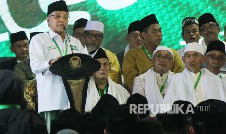 Munas NU. Ketua Umum Pengurus Besar Nahdlatul Ulama (PBNU) KH Said Aqil Siradj memberikan sambutan pada acara Musyawarah Nasional Alim Ulama dan Konferensi Besar NU, di Pompes Miftahul Huda Al-Azhar Citangkolo, Kota Banjar, Jawa Barat, Rabu (27/2).