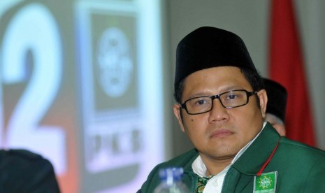 Ketua Umum PKB Muhaimin Iskandar saat memimpin rapat konsolidasi Pilpres 2014 di Kantor DPP PKB, Jakarta, Selasa (13/5).