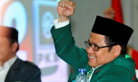 Ketua Umum PKB Muhaimin Iskandar saat memimpin rapat konsolidasi Pilpres 2014 di Kantor DPP PKB, Jakarta, Selasa (13/5).