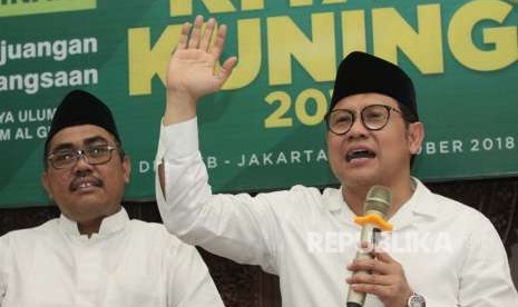 Ketum PKB Muhaimin Iskandar (kanan) bersama Wakil Ketua Umum PKB Jazilul Fawaid (kiri).