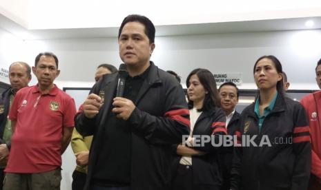 Ketum PSSI periode 2023-2027 Erick Thohir di Kantor PSSI, GBK Arena, Sabtu (18/2/2023).