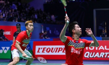 Kevin Sanjaya (kanan) dan Marcus Fernaldi Gideon.