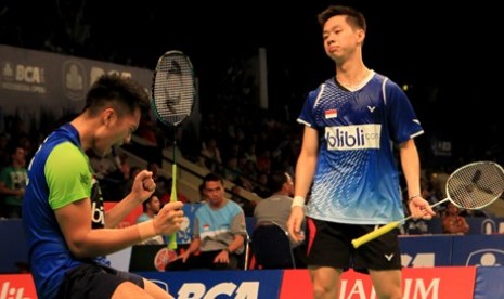 Kevin Sanjaya (kanan) saat masih berpasangan dengan Selvanus Geh