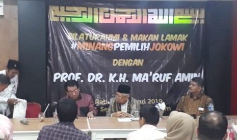 KH Ma'ruf Amin saat bersilaturahmi bersama orang Minang perantauan di Jakarta, Selasa (6/2).