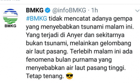 Kicauan BMKG soal gelombang pasang Anyer yang ditangkap ulang netizen. 