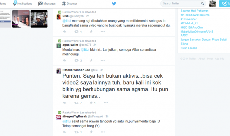 Kicauan Rateka Winner Lee tentang motivasi di balik pembuatan video reportase.