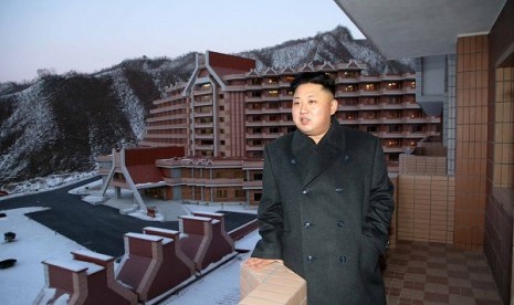 Kim Jong Un berada di tengah resort ski Masikryong yang diketahui mempekerjakan anak-anak.