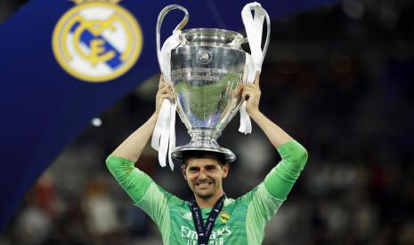 Kiper Thibaut Courtois dinobatkan sebagai man of the match saat Real Madrid mengalahkan Liverpool 0-1 di final Liga Champions di Stade de France, Paris, pada Ahad (29/5/2022) dini hari WIB.