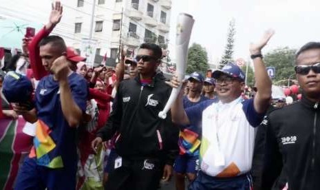 Kirab Obor Asian Games tiba di Jakarta. 