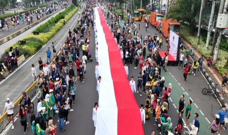 Kirab Pancasila Tahun 2024 di Jalan Jenderal Sudirman sampai dengan Bundaran Hotel Indonesia, Jakarta.