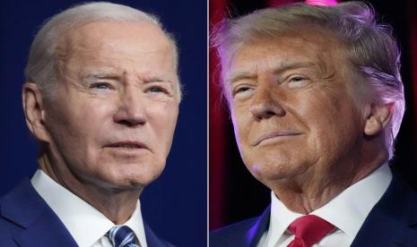 Kombinasi foto Joe Biden dan Donald Trump.