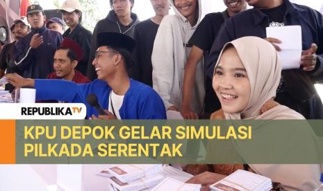  Komisi Pemilihan Umum (KPU) RI menggelar simulasi pemungutan suara untuk Pemilihan Kepala Daerah (Pilkada) 2024 di Kota Depok, Jawa barat. Simulasi itu juga melibatkan seluruh KPU daerah di Indonesia.