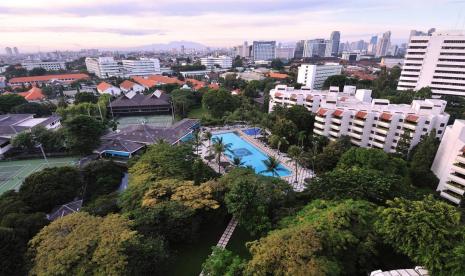 Komplek Hotel Borobudur Jakarta. Nuansa Tropis menjadi andalan HBJ dalam memanjakan tamu-tamunya.