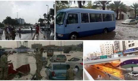 Kondisi banjir di beberapa kota di Arab Saudi