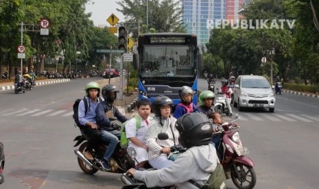 Kondisi lalu lintas di kawasan Buncit Raya, Jakarta Selatan