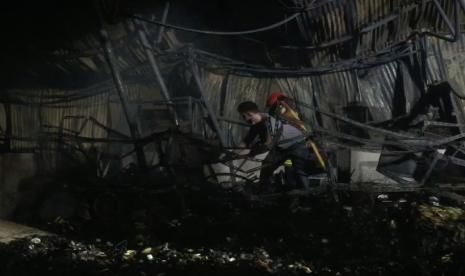 Kondisi pascakebakaran yang melanda Pasar Kambing, Tanah Abang.