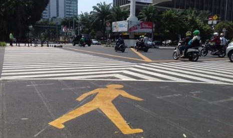 Kondisi Pelican Crossing dan Halte Transjakarta Bank Indonesia, Jumat (7/9).