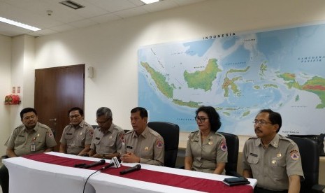 Konferensi Pers Badan Nasional Penanggulangan Bencana (BNPB) di IPSC, Sentul, Bogor, Jumat (25/1).