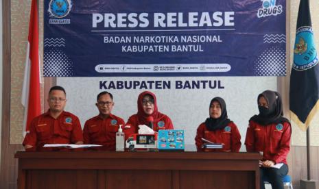 Konferensi pers BNNK Bantul.