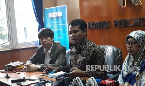 Konferensi pers dilakukan oleh KPAI setelah melakukan pemanggilan terhadap pihak panitia Forum Untukmu Indonesia, di Kantor KPAI Jakarta Pusat, Jumat (4/5). 