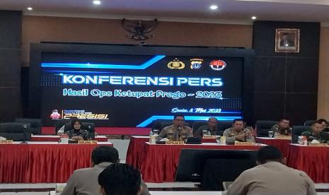 Konferensi pers evaluasi Operasi Ketupat Progo 2023, di Mapolda DIY, Senin (8/5/2023).