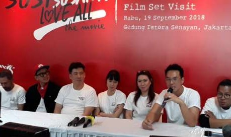 Konferensi pers film Susy Susanti: Love All di Gedung Istora Senayan, Jakarta, Rabu (19/9).