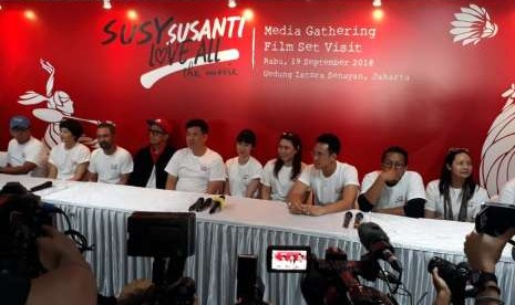 Konferensi pers film Susy Susanti: Love All di Gedung Istora Senayan, Jakarta, Rabu (19/9).