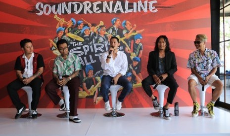 Konferensi pers kolaborasi musisi lintas genre dan generasi dalam Soundrenaline 2019 di Bali, Jumat.