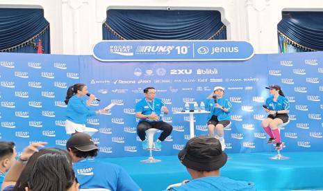 Konferensi pers Pocari Sweat Run 2023 di Gedung Sate, Bandung, Jawa Barat, Ahad (30/7/2023). 