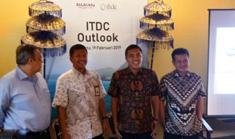 Konferensi Pers PT Pengembangan Pariwisata Indonesia atau ITDC oleh jajaran direksi perusahaan di Jakarta, Selasa (19/2) sore. 