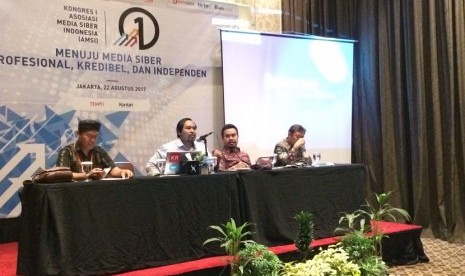 Kongres Asosiasi Media Siber Indonesia (AMSI) perdana di Hotel Akmani, Jakarta Pusat, dihadiri Wakil Presiden Jusuf Kalla, Selasa (22/8).