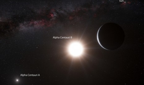 Konsep sistem bintang Alpha Centauri.