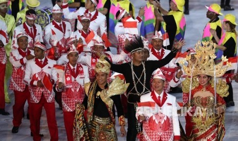 Kontingen Indonesia pada Olimpiade 2016 di Rio de Janeiro, Brasil, Jumat waktu setempat (6/8).